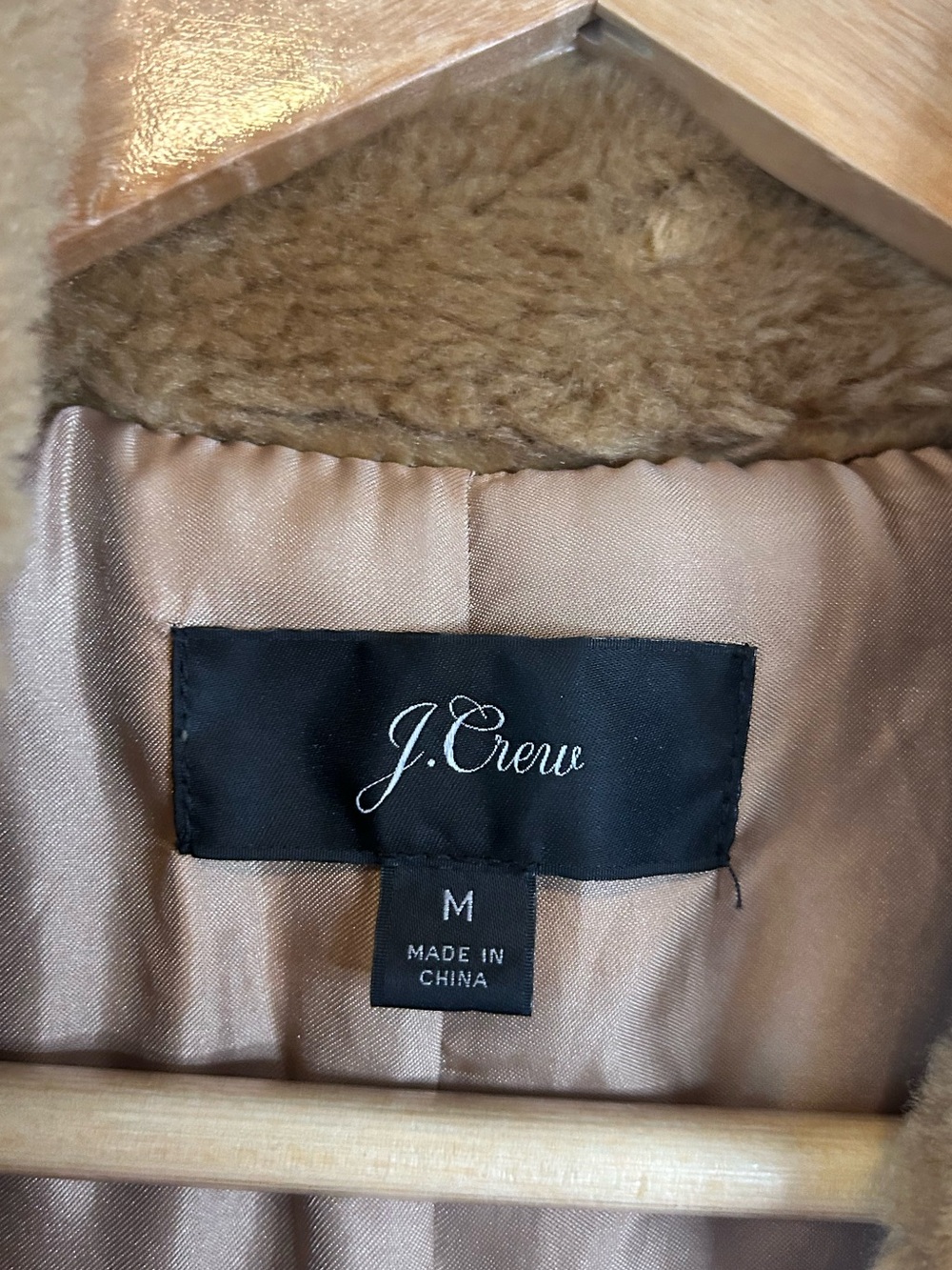 J. Crew Camel Brown Faux Fur Full Zip Sleeveless Vest Jacket Size Medium - Picture 3 of 6